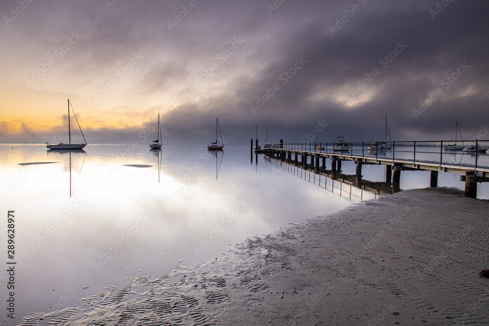 Misty Morning Sunrise Waterscape Misty Morning Sunrise Waterscape