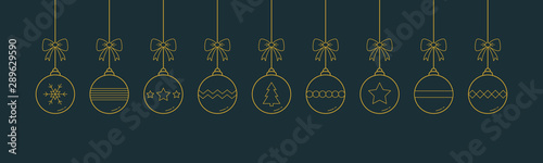 Hanging Christmas balls. Banner with decorations. Banner. Vector