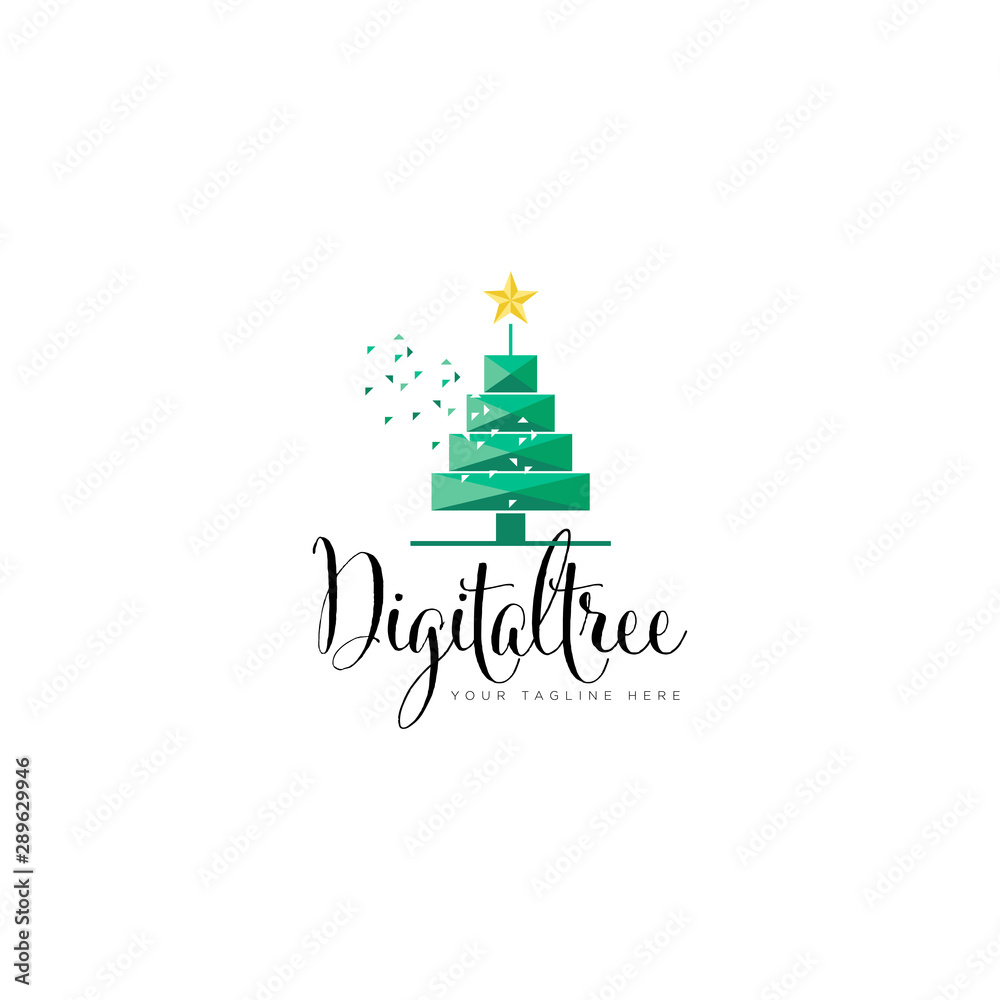 Digital tree logo for the Christmas app
