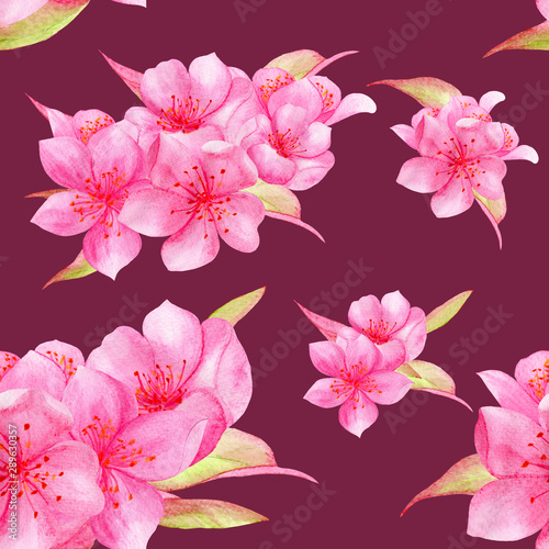  seamless background with pink sakura flowers