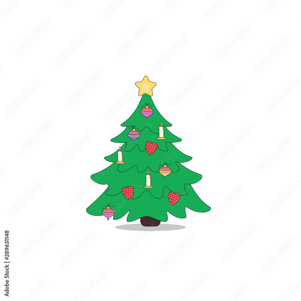 Cartoon Christmas tree icon. Vector illustration can use for New Year cards, banners, posters, decor. Cartoon Christmas tree icon. Vector illustration can use for New Year cards, banners, posters, decor.