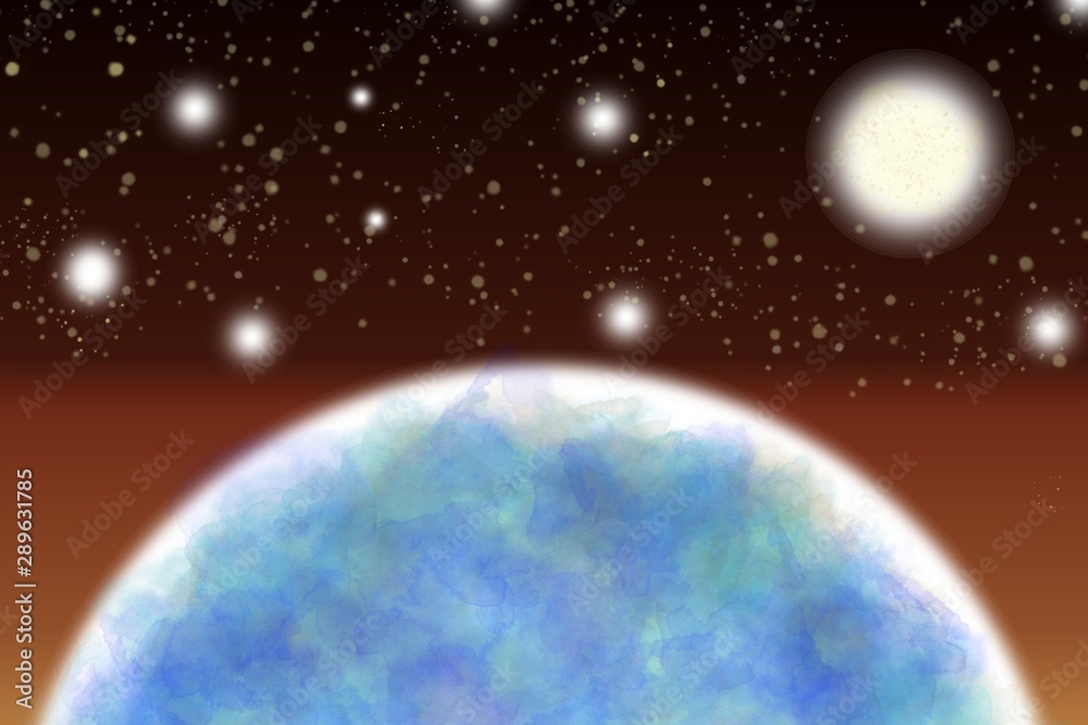 Blue planet in the dark space