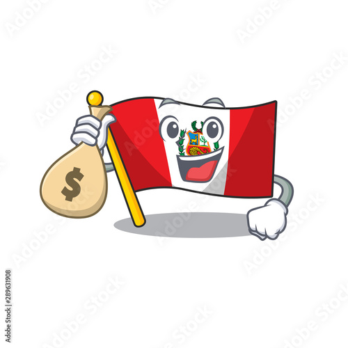 With money bag flag peru isolated in the macot