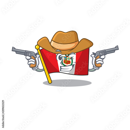 Cowboy flag peru isolated in the macot