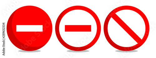 Not allowed traffic signs set, Flat stop symbols. Isolated on white background. 