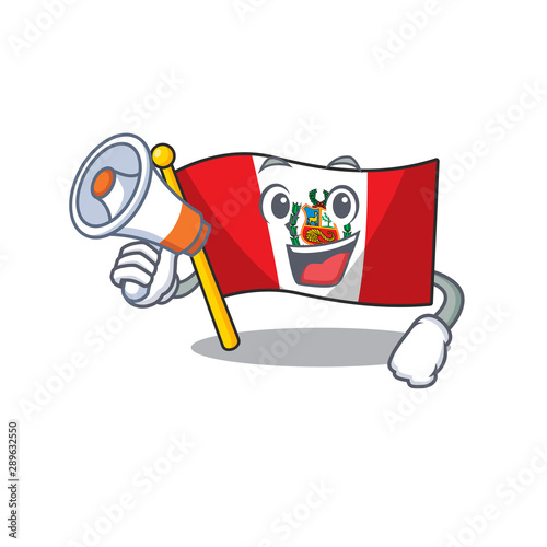 With megaphone flag peru isolated in the macot photo