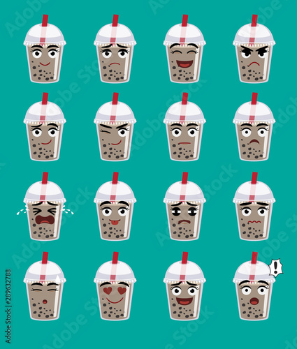 Bubble Tea Cartoon Emoticon Character Vector