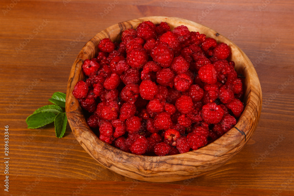 Wild raspberry in the bowl Wild raspberry in the bowl