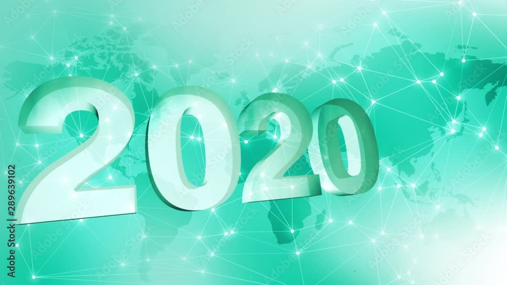New year 2020 world map and lines connections New year 2020 world map and lines connections