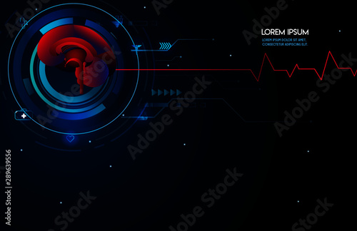Human brain and treatment science concept. Future science technology red and blue abstract background. A concept hospital for wallpaper and web. Vector illustration