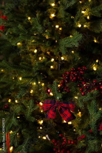 Green christmas holiday background with decorations © Olha Afanasieva