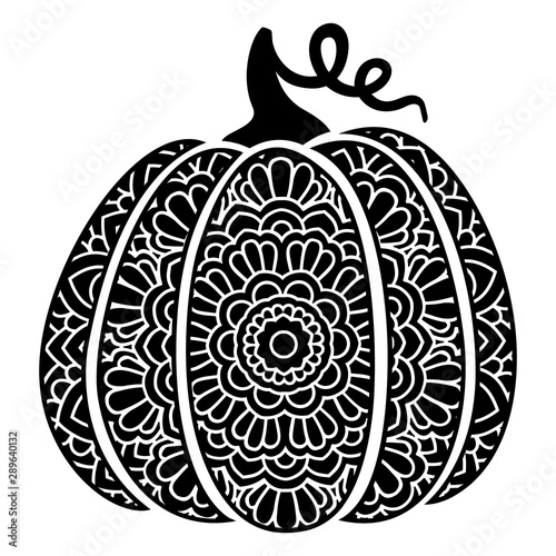 Bohemian Pumpkin. Harvesting silhouette symbol. Vegetable digital stamp. Pumpkin dishes icon.