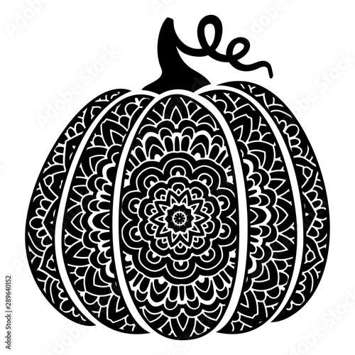 Bohemian Pumpkin. Harvesting silhouette symbol. Vegetable digital stamp. Pumpkin dishes icon.