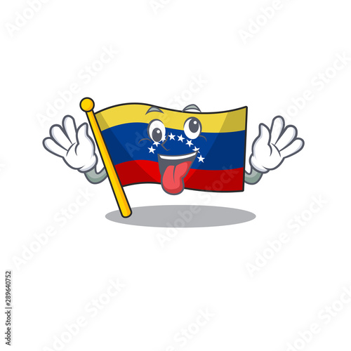 Crazy venezuelan flag hoisted on mascot pole