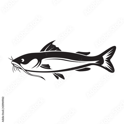 flat side view catfish logo design inspiration