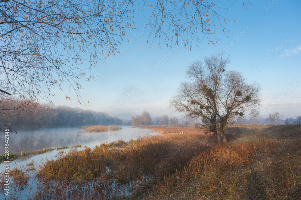 Beautiful autumn landscape with river