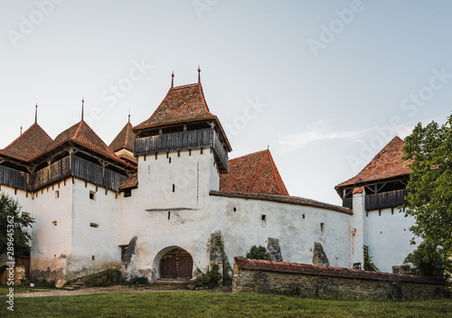 View of the fortified church of Viscri, in Transylvania, Romania.