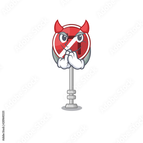 Devil no left turn with cartoon shape