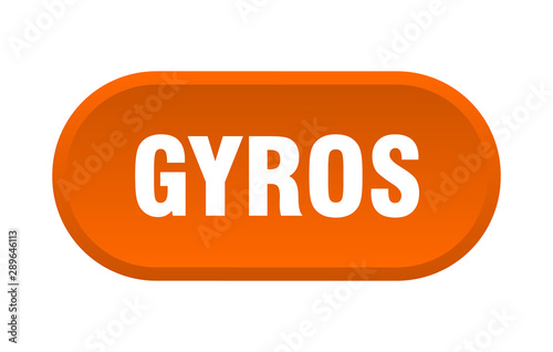 gyros button. gyros rounded orange sign. gyros