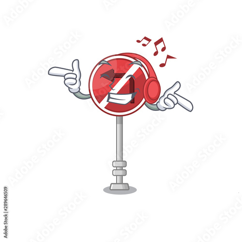 Listening music no left turn with cartoon shape