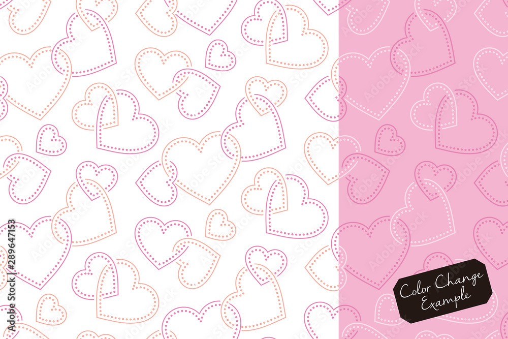 Pattern swatche, Hearts intertwined like a puzzle ring (pink).