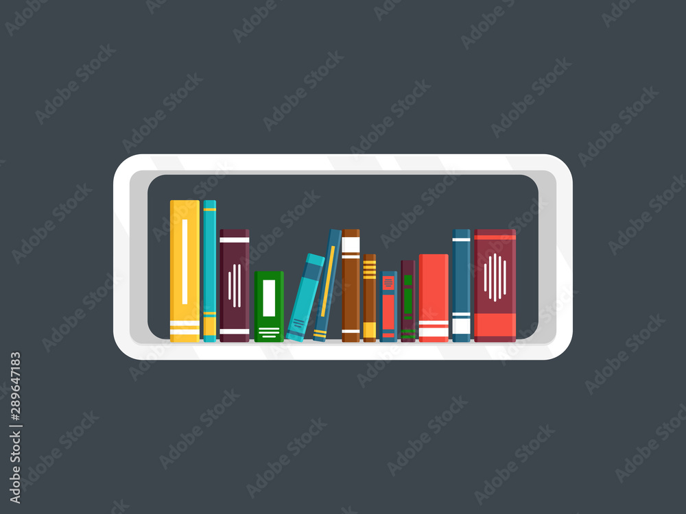 Stack of Books on the wall with bookshelves on dark background vector illustration simple design Stack of Books on the wall with bookshelves on dark background vector illustration simple design