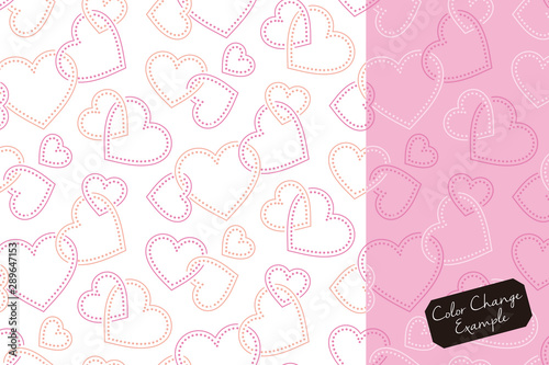 Pattern swatche, Hearts intertwined like a puzzle ring (pink).