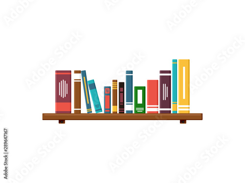 Stack of Books on the wall with bookshelves on white background vector illustration simple