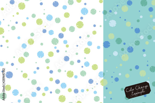 Pattern swatche, Floral contour polka dots (cool colors).