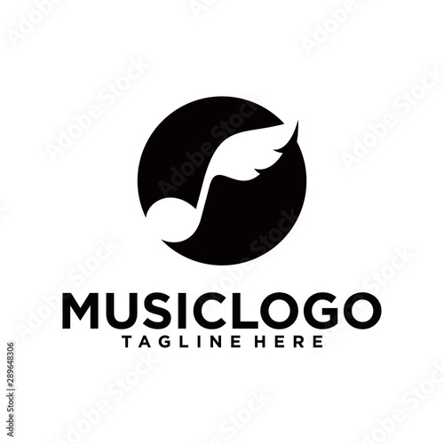 Music vector template. Vintage music logo