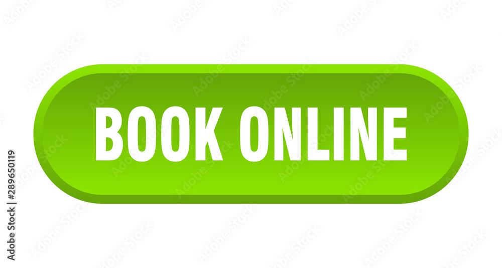 book online button. book online rounded green sign. book online