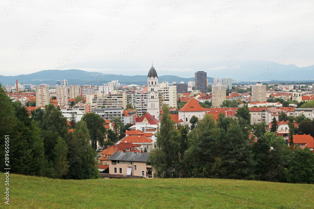 Panorama of Ljubljana opening from the Castle Hill