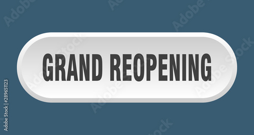 grand reopening button. grand reopening rounded white sign. grand reopening
