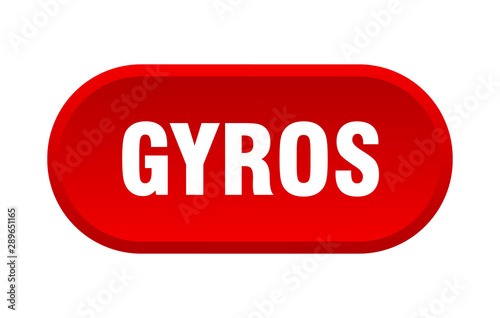 gyros button. gyros rounded red sign. gyros
