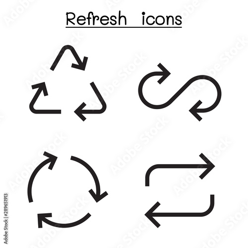 Refresh icon set in sharp corner style vector illustration graphic design