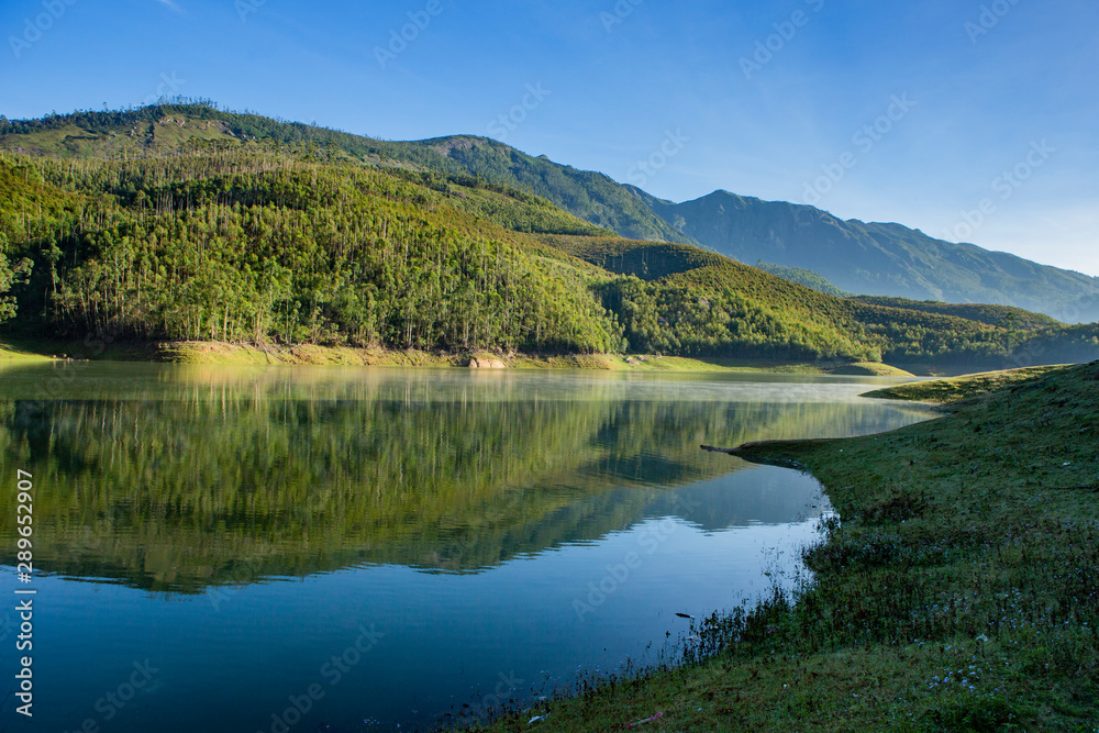 lake in mountains - western ghats ,Munnar, South india 