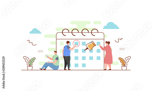 Schedule Management flat vector illustration concept,can be used for landing page, ui, web, app intro card, editorial, flyer, and banner. © yellowline