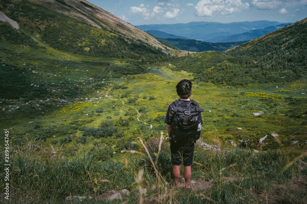 A man in the mountains Carpathian's Ukraine