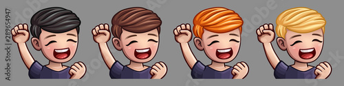 Emotion icons smile happy man for social networks and stickers. Vector illustration