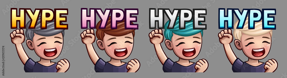 Emotion icons happy hype man for social networks and stickers. Vector illustration Emotion icons happy hype man for social networks and stickers. Vector illustration