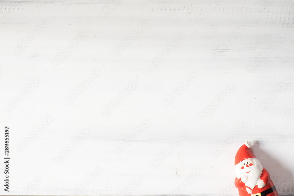 Christmas Santa Claus decorate on  white wood background for Xmas  festival.