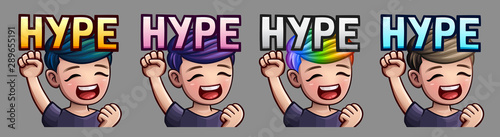 Emotion icons happy hype man for social networks and stickers. Vector illustration