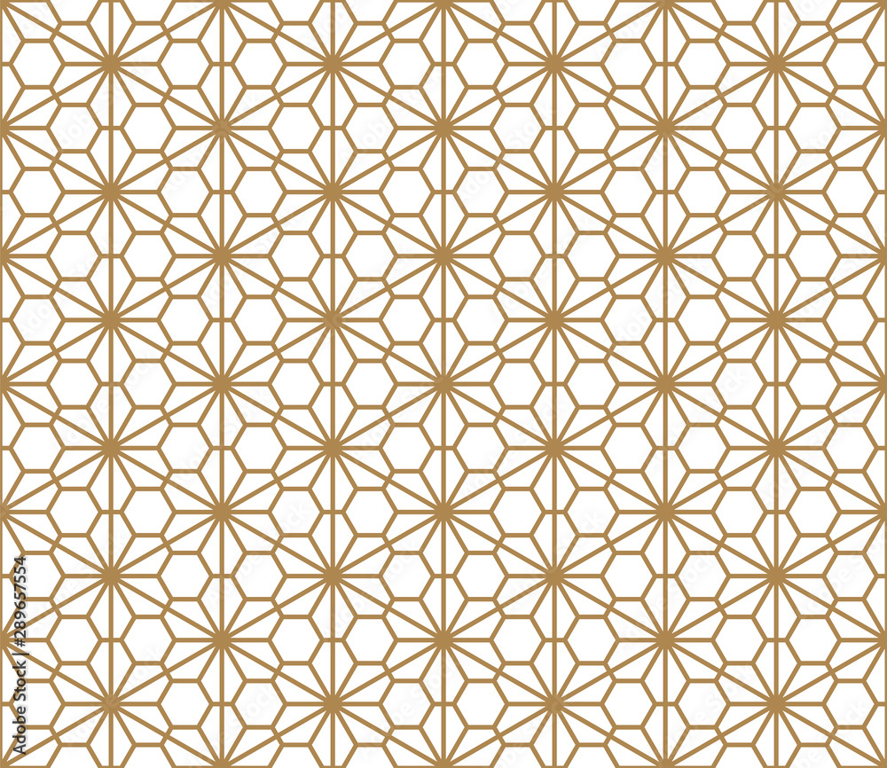 Seamless pattern based on Japanese ornament Kumiko.Golden color. Seamless pattern based on Japanese ornament Kumiko.Golden color.