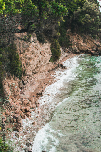 Vocation in Greece, Corfu. Water, cliff, mountains, and beautiful summer evening 