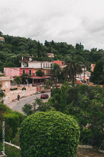 Vocation in Greece, Corfu town. Summer sightseeing Corfu buildings and town 