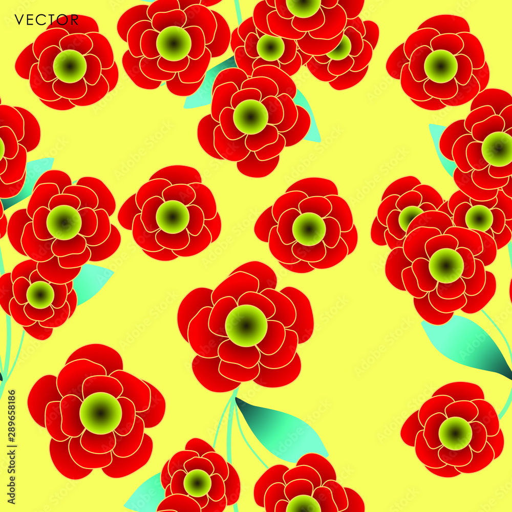Peony flower seamless pattern, Vector illustration design element