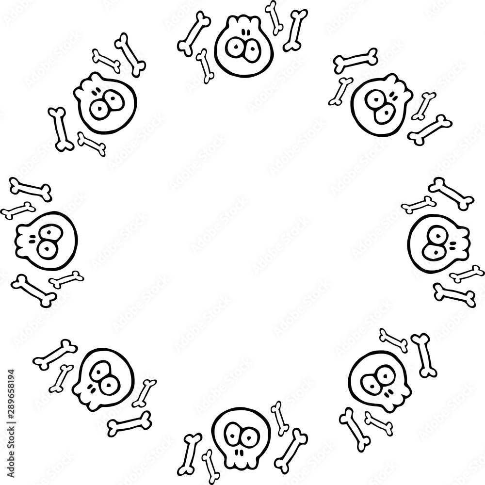 Halloween skull and crossbones round frame vector illustration for design and decoration Halloween skull and crossbones round frame vector illustration for design and decoration