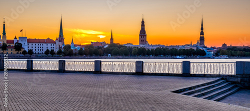 Panoramic  view on historical district of old Riga  that is the capital of La...