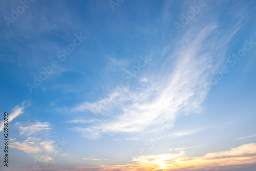 ิPanorama of blue sky and white clouds in bright day landscape background use for banner or cover design.