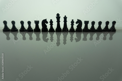 Chess board game figures set: copy space